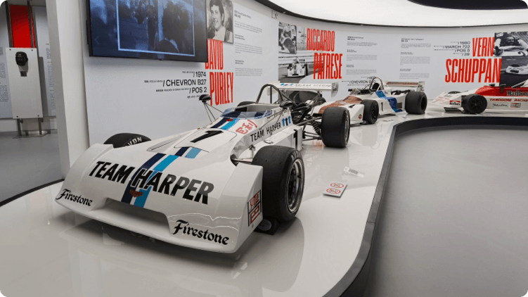 Interior view of the Macau GP Museum showing an F1 car