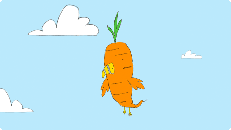 A parrot that looks like a carrot